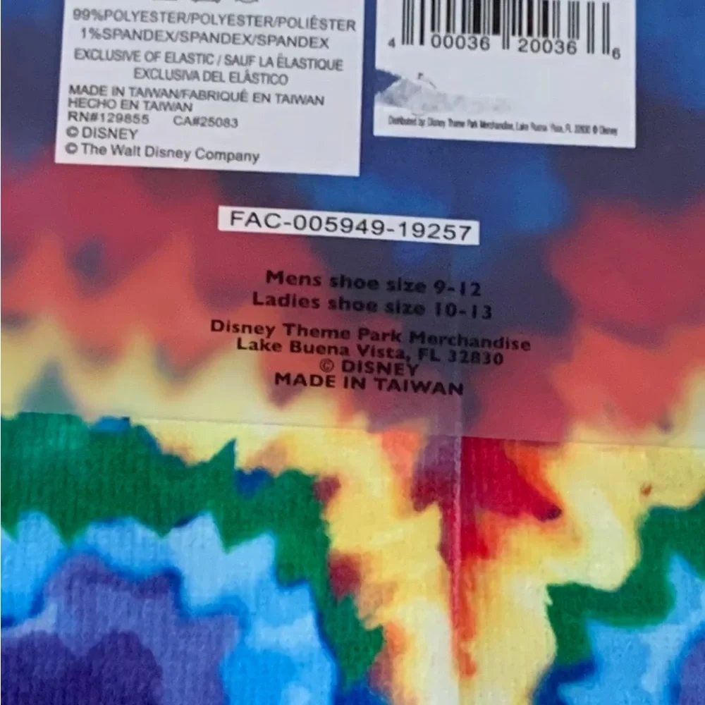 Disney Parks Disneyland Mickey Mouse Tie Dye Socks Rainbow